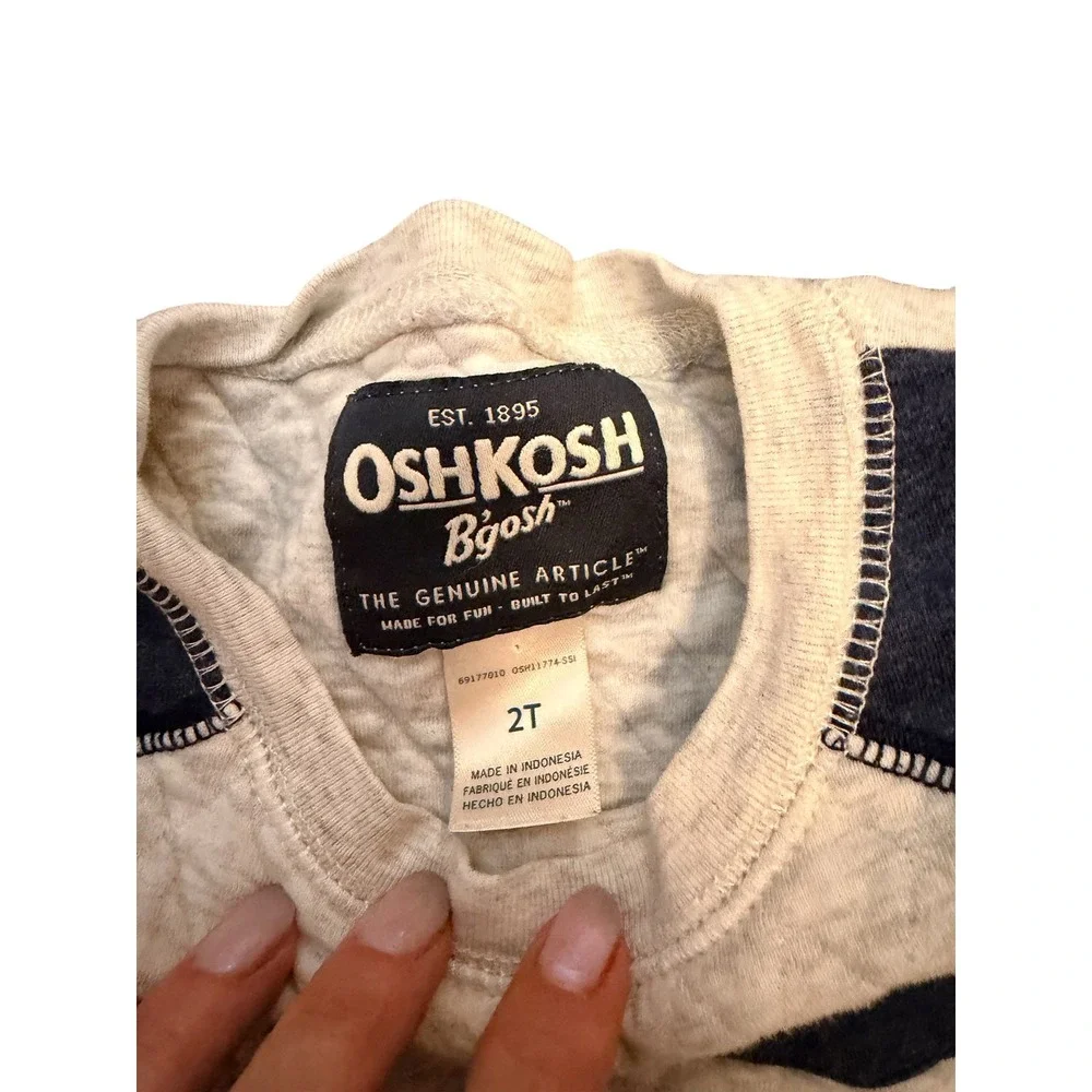 OshKosh Bgosh‎ Toddler Boys Quilted Sweatshirt Heather Gray Navy Blue 2T